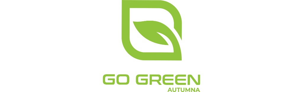 A logo with a leaf  Description automatically generated